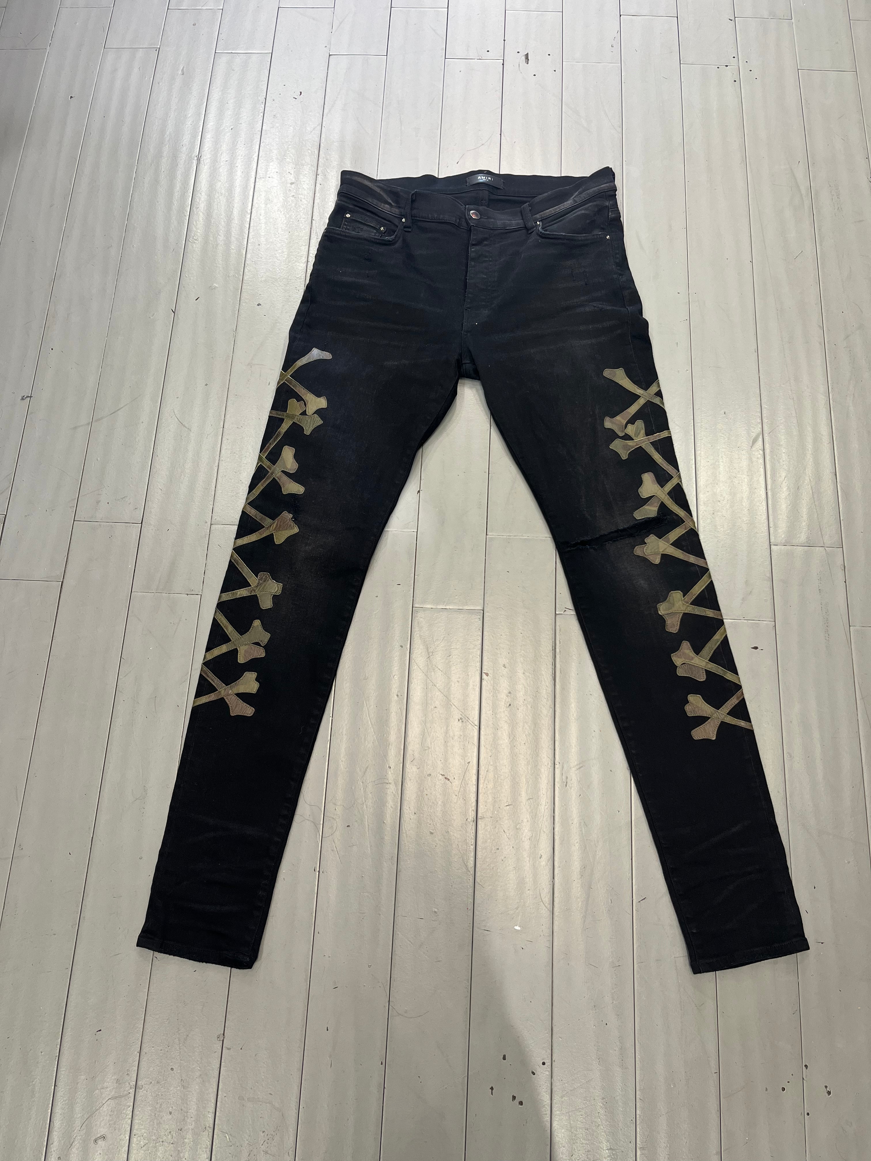 Amiri jeans black/ camo bones