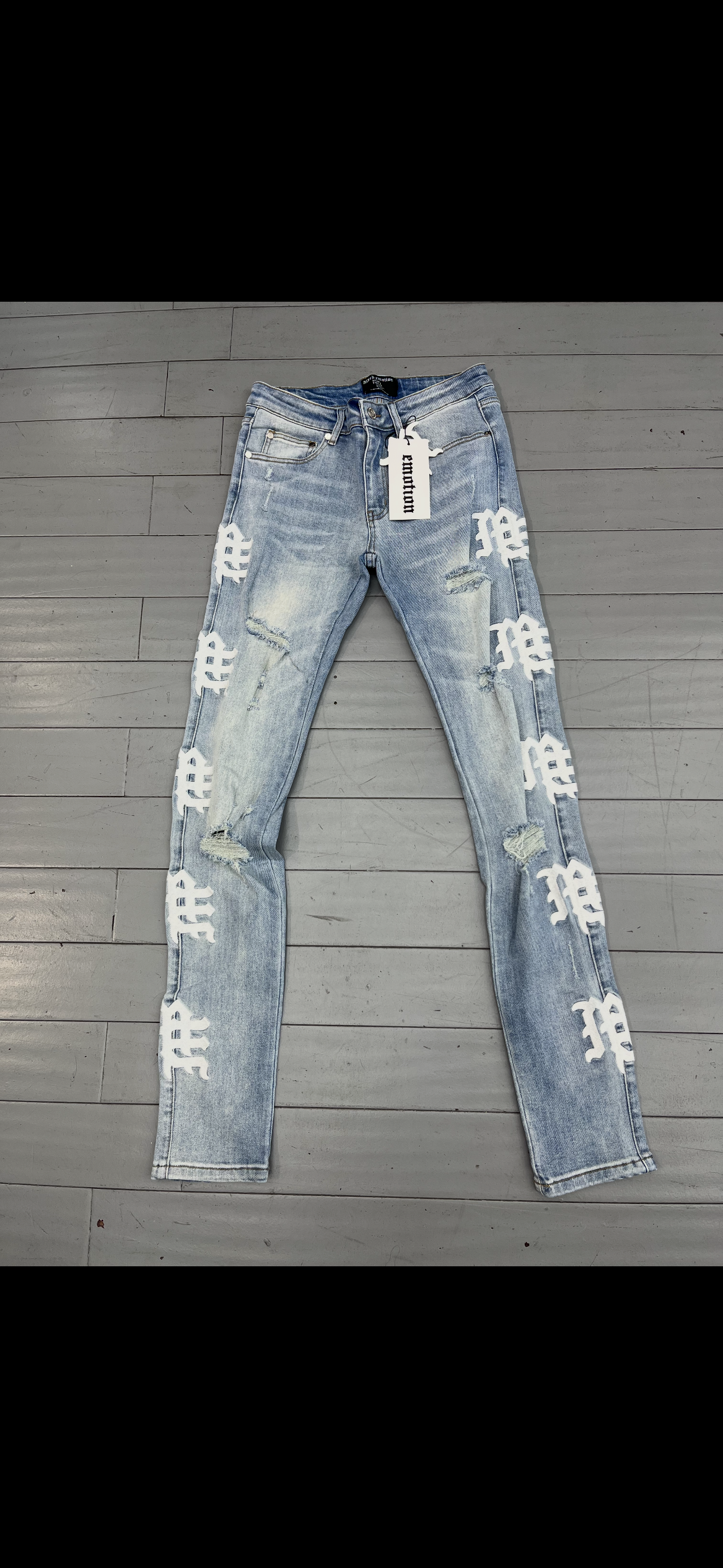 Mixed Emotions Logo Jeans Blue/White skinny