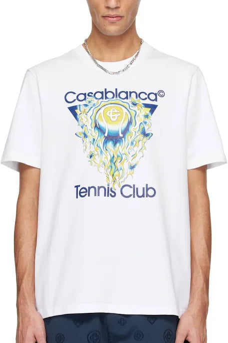 Casablanca Tennis Logo Tee (White/Blue/Yellow)