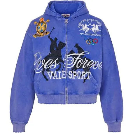 Vale Rockefeller Zip Up Hoodie Blue