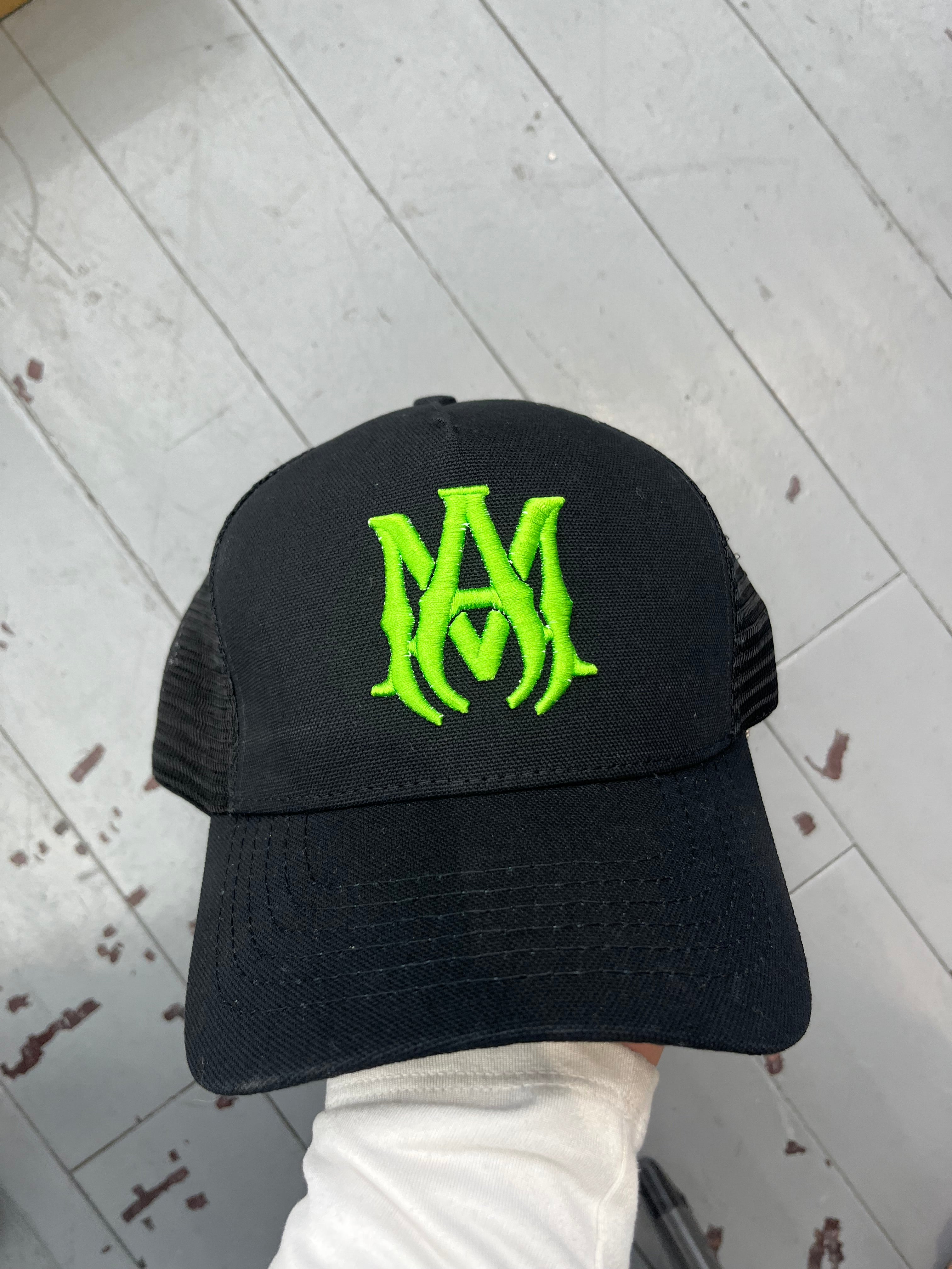 Amiri trucker hat ma logo black green