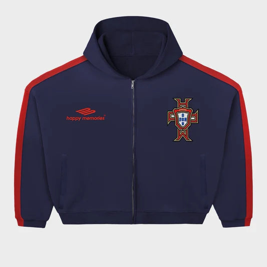 Hmdd Navy/Red Lisbon Zip Up Hoodie