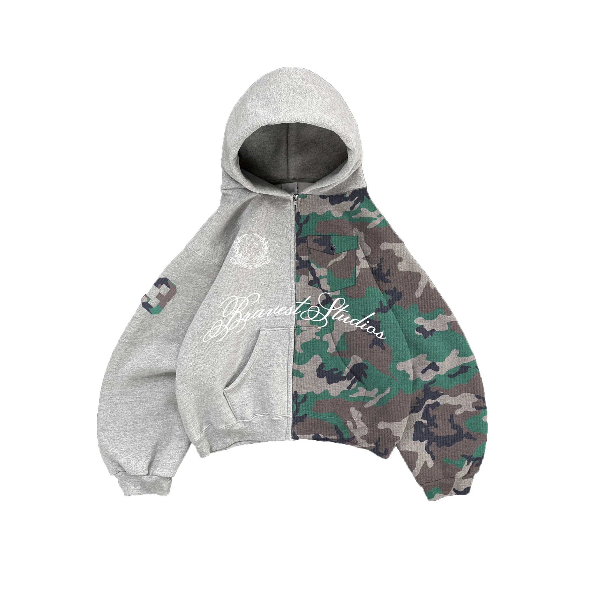 Bravest Studios Half Camo Zip Up Hoodie