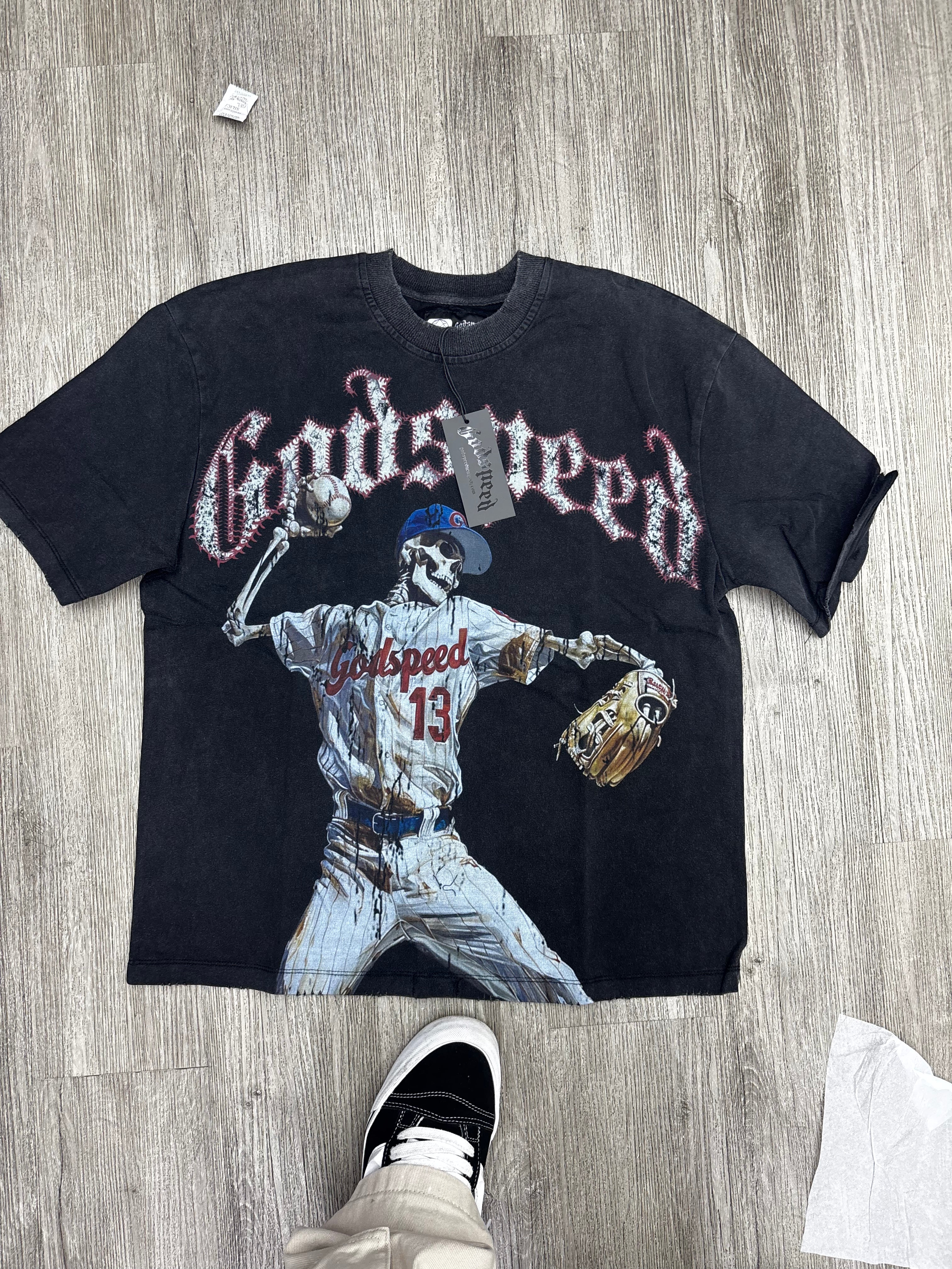 Godspeed tee baseball player black