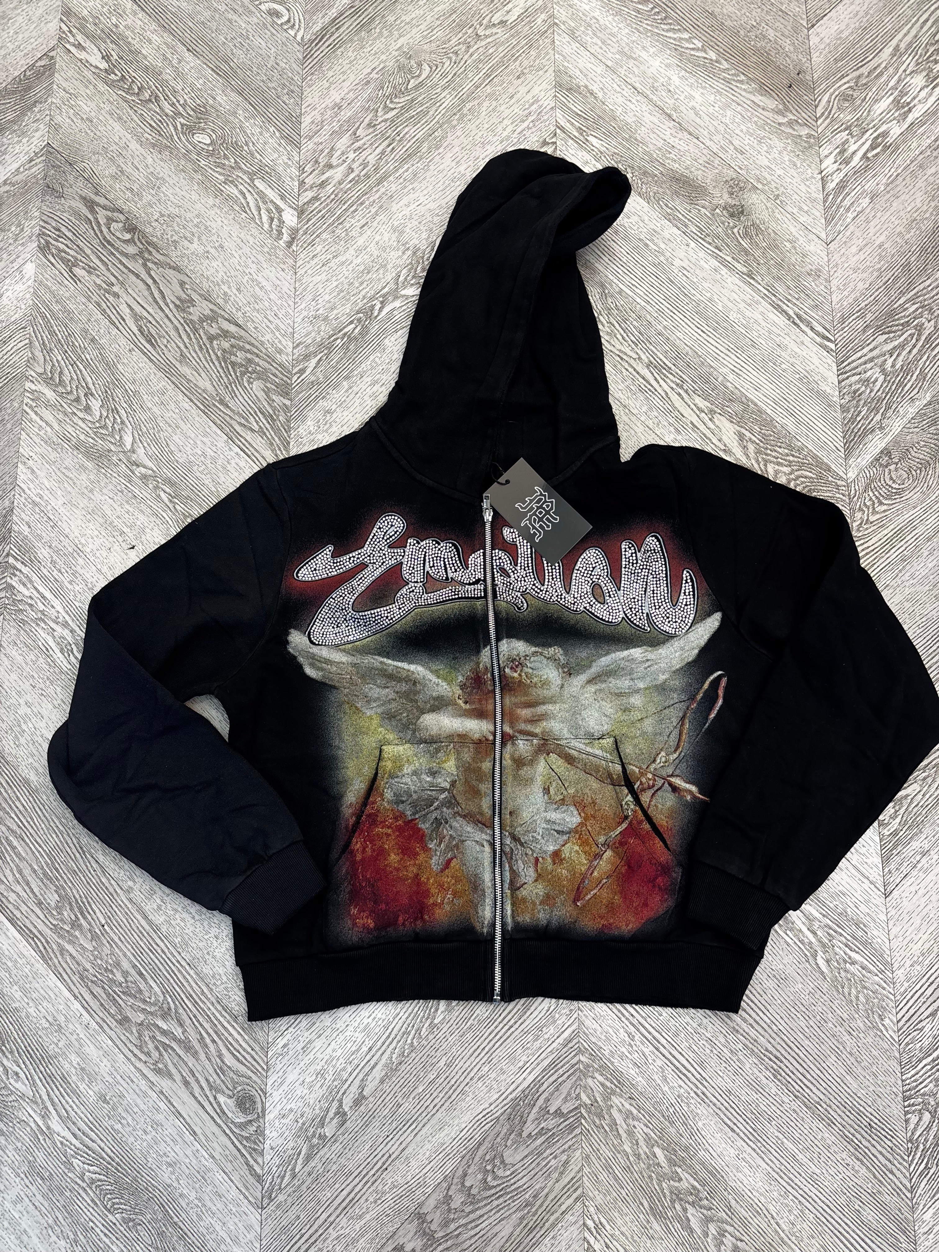 Mixed Emotions “Angel” Zip Up Hoodie (Black)