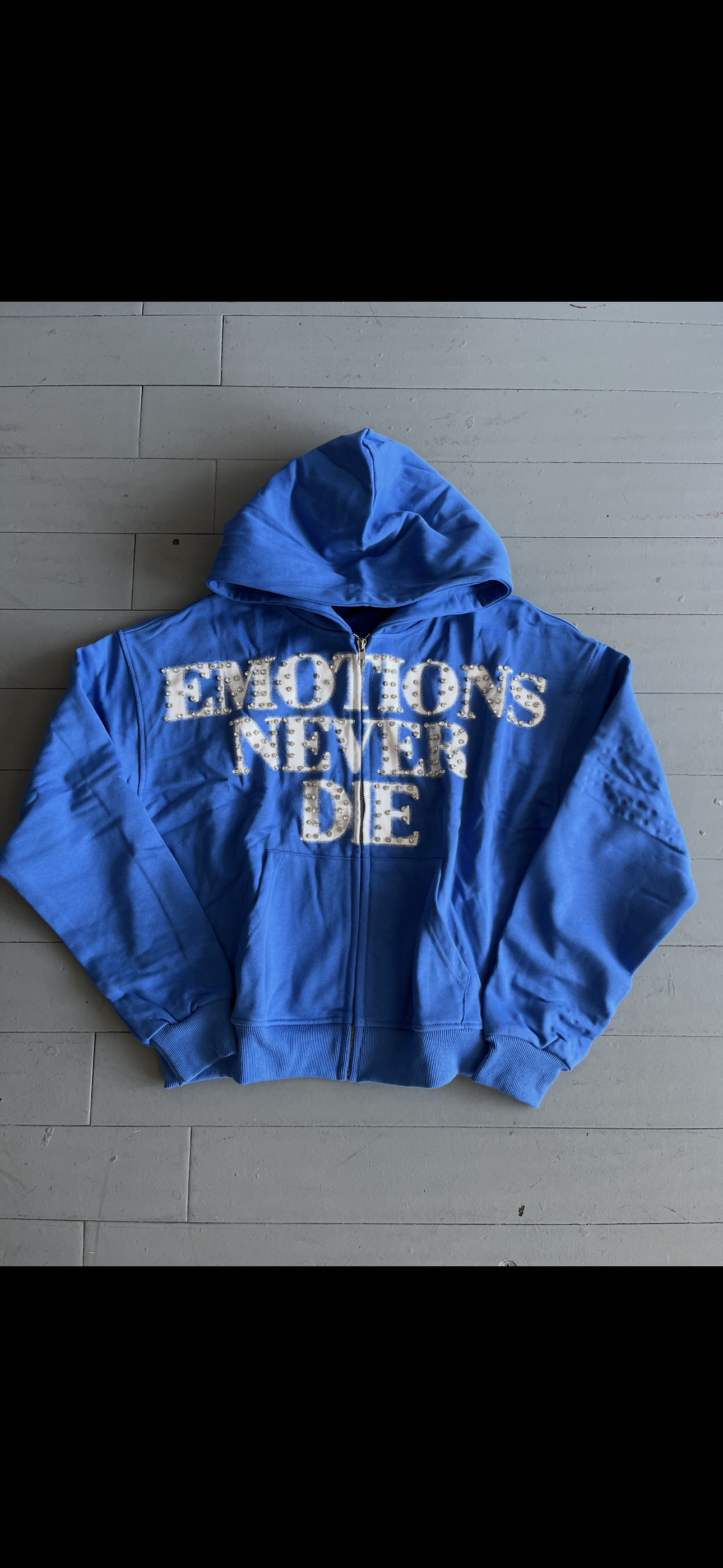 Mixed Emotions “Never Die” Zip Up Hoodie blue