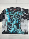 Godspeed black tee Statue of Liberty grey
