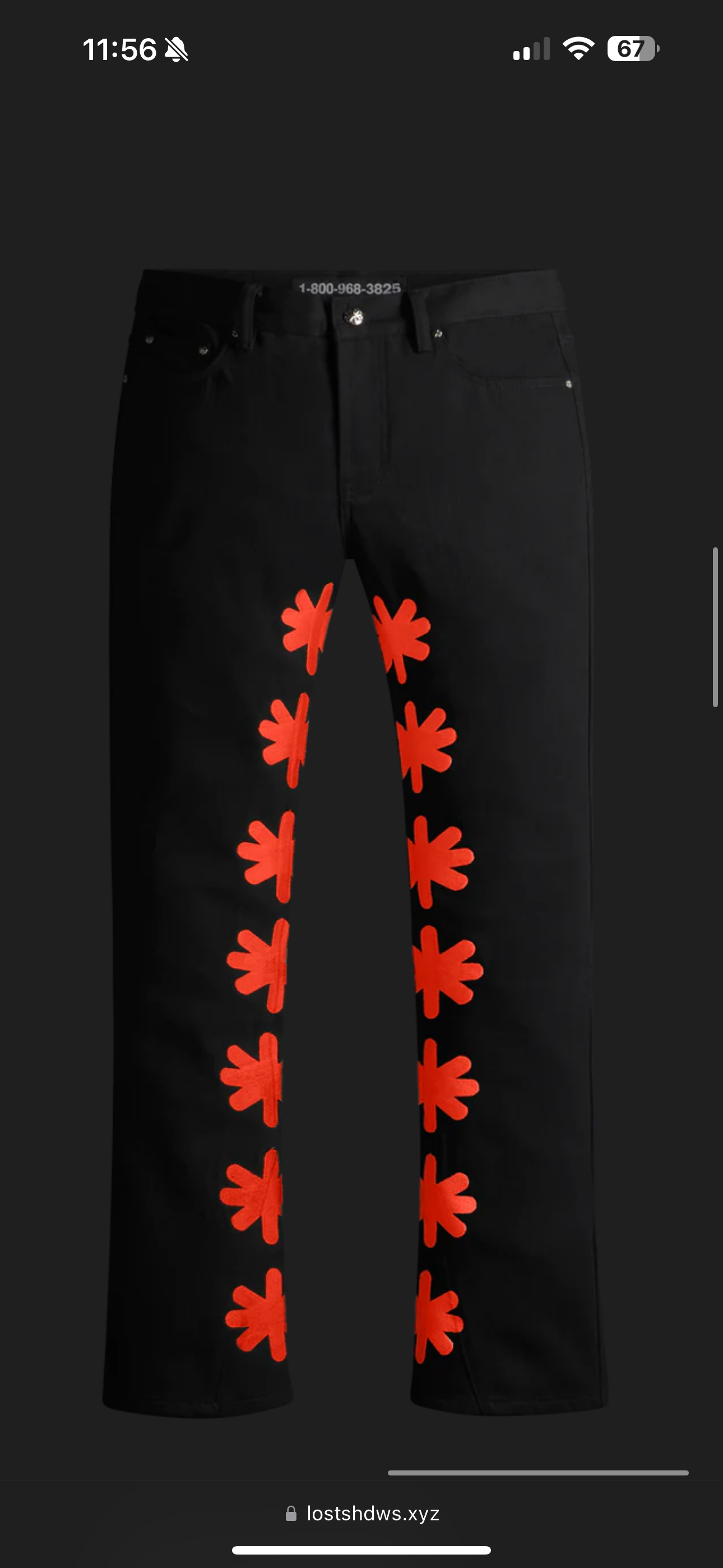 Lost Shdws Denim Jeans (Black/Red)