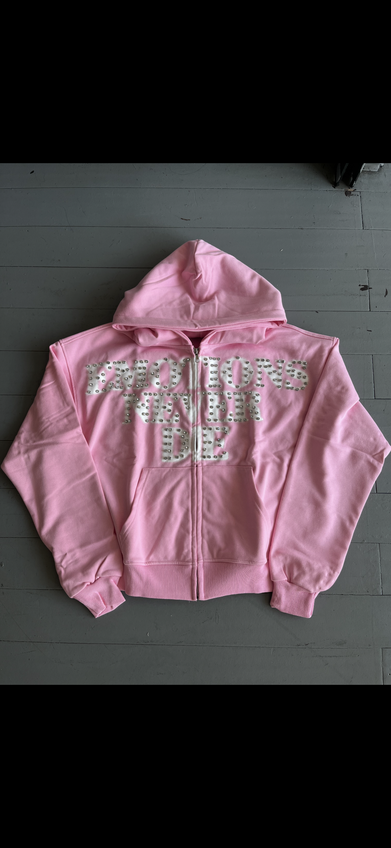 Mixed Emotions “Never Die” Zip Up Hoodie pink