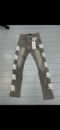 Mixed Emotions Logo Jeans Grey/White skinny
