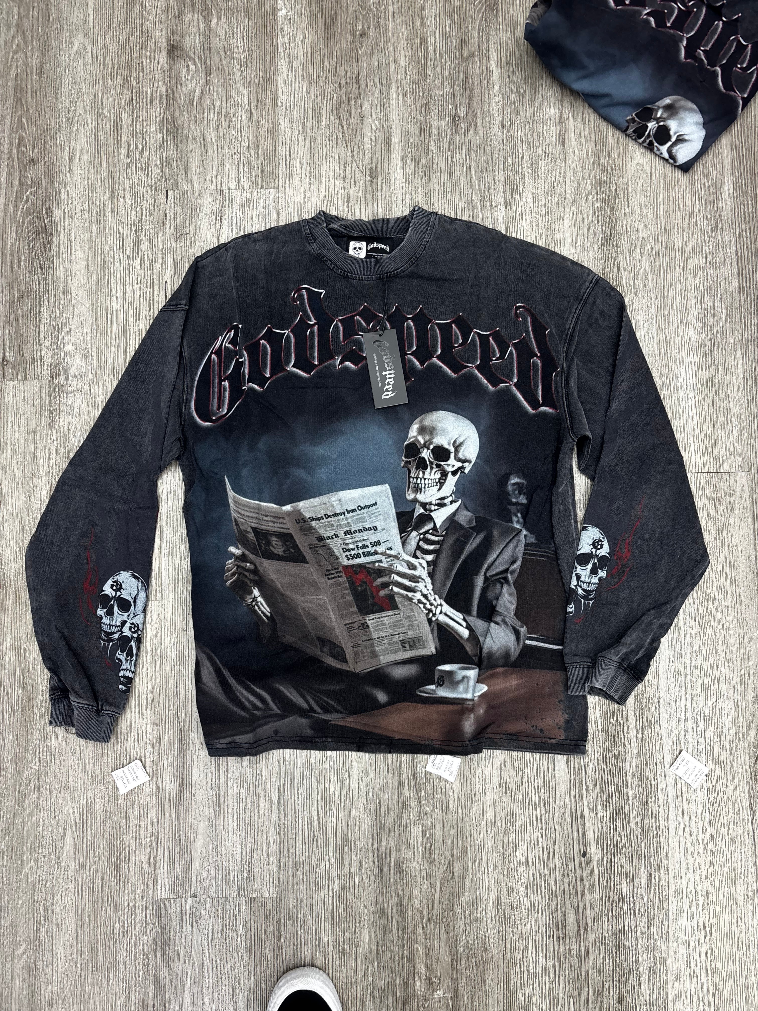 Godspeed longsleeve newspaper black