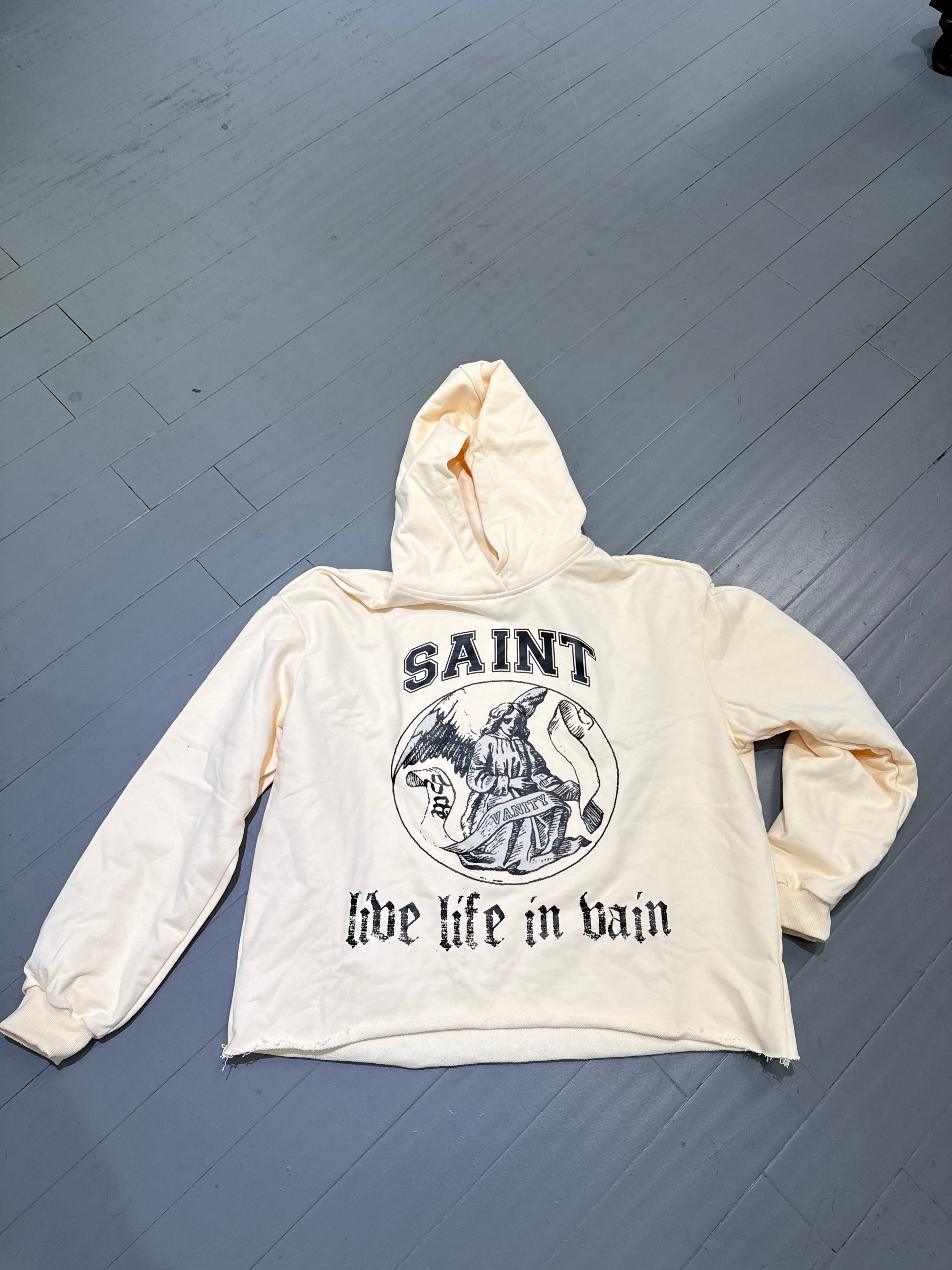 Saint vanity hoodie cream/ black logo