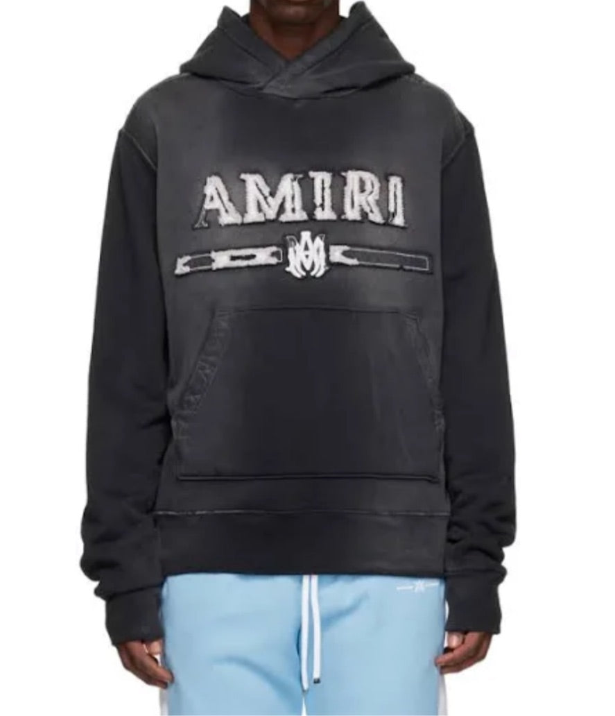 Amiri Hoodie MA bar logo flocked black