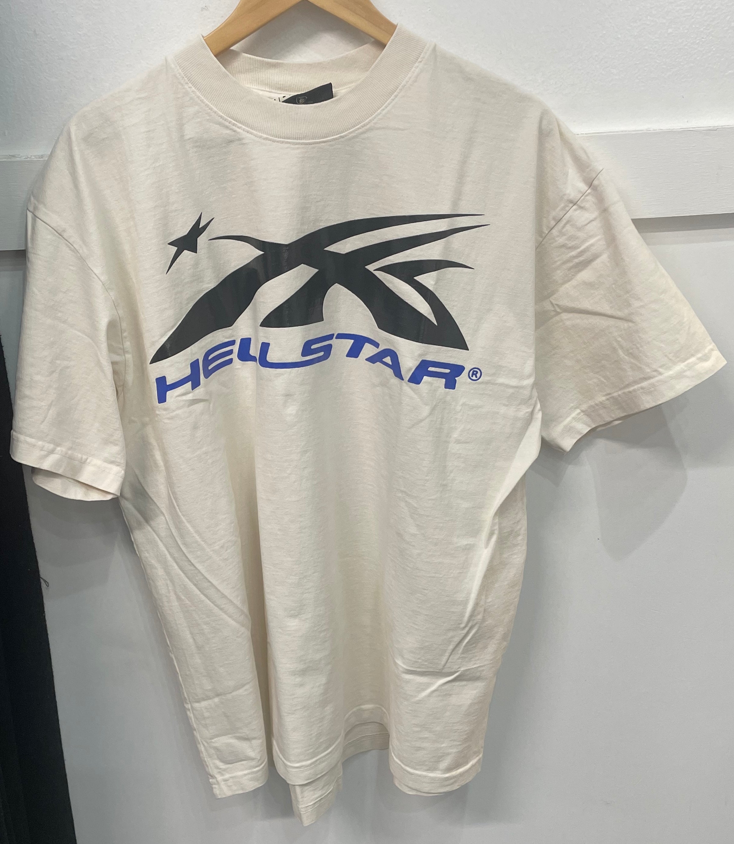 Hellstar simple tee cream/ blue logo
