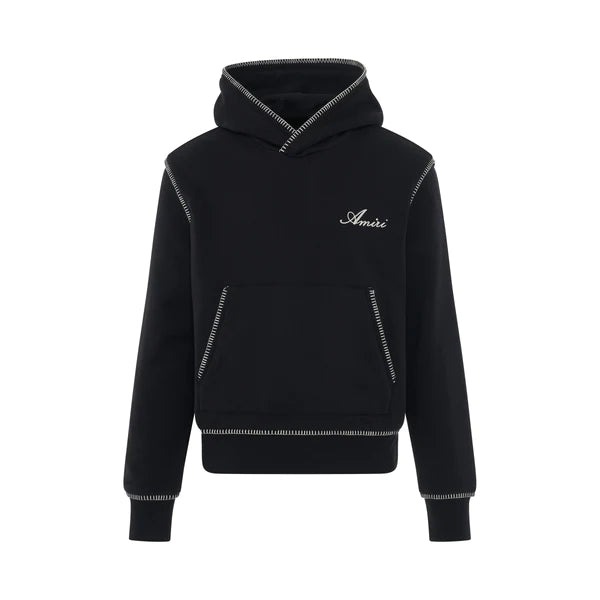 Amiri “Stitch Logo” Hoodie (Black/White)