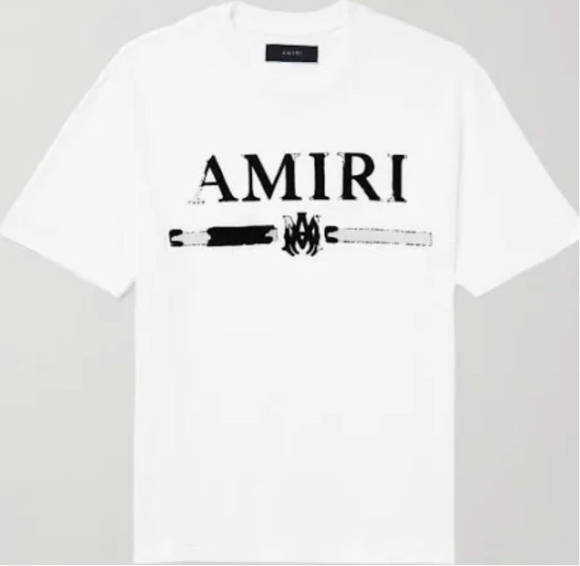 Amiri tee MA bar logo flocked white