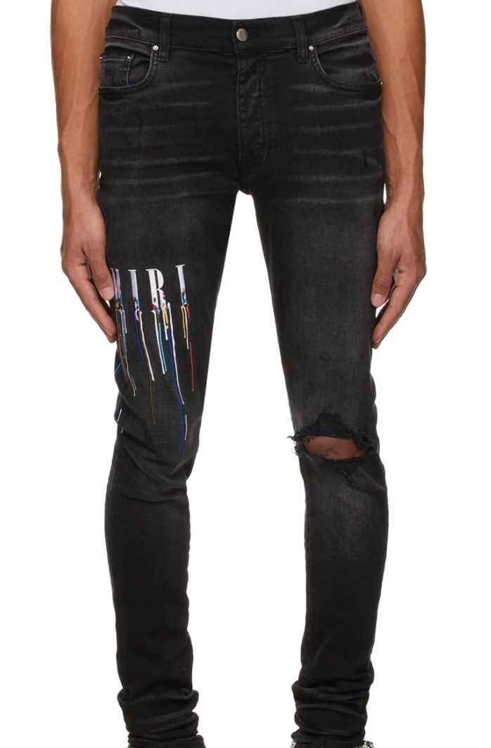 Amiri jeans paint drip black