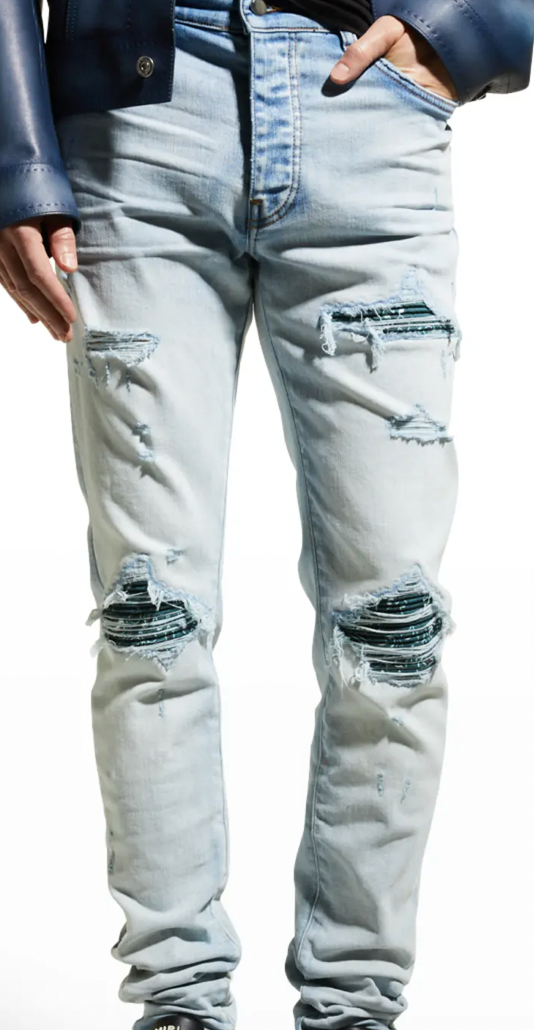 Amiri Mx1 light jeans dark green bandana