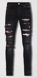 Amiri trasher jeans black red tie dye bandana