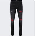 Amiri Mx1 black jeans flannel red