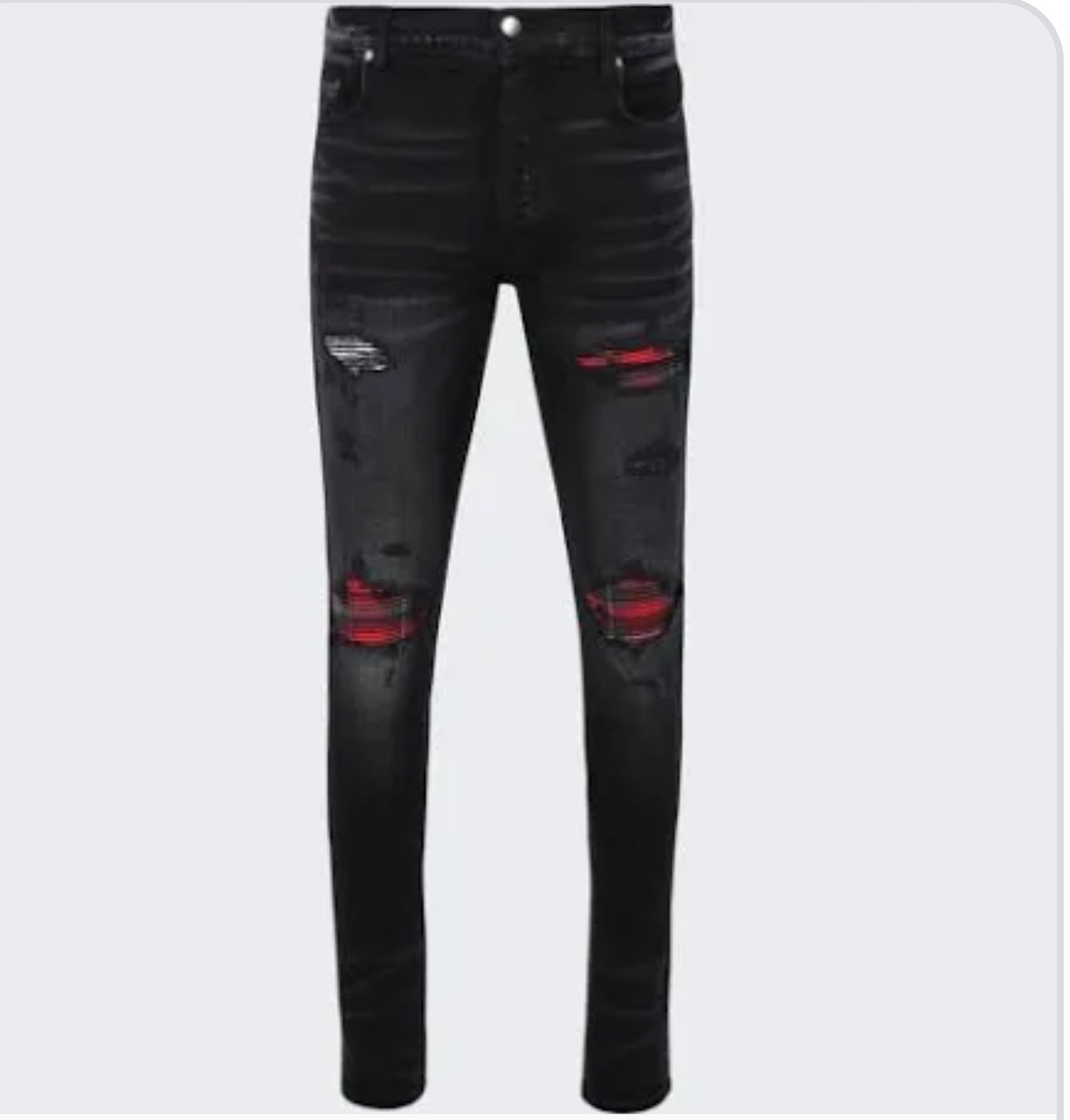 Amiri Mx1 black jeans flannel red