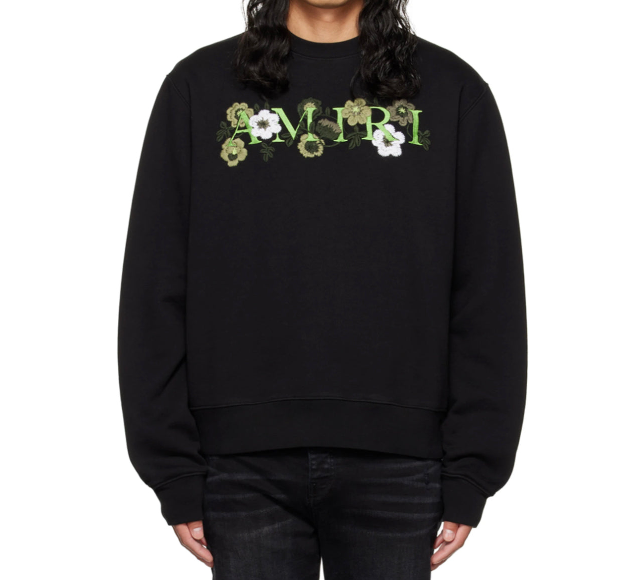 Amiri crewneck black/ green flowers