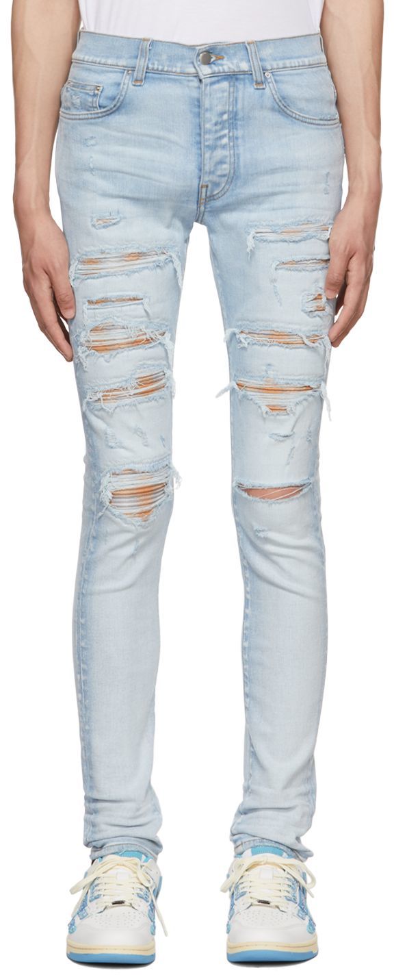 Amiri Plaid Thrasher (Light Blue/Orange)